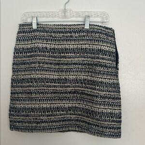 LOFT Black and Cream Tweed Mini Skirt